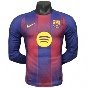 Барселона футболка аутентичная длинный рукав сезон 2025/26 домашняя