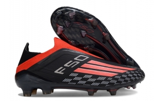 Детские футбольные бутсы Adidas F50 FG черные без шнурков