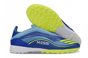 Детские футбольные бутсы (сороконожки) Adidas F50 Elite Laceless TF MESSI синие