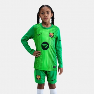 Барселона вратарская форма детская сезон 2025/26 зеленая (майка+шорты)