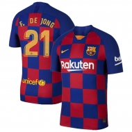 Барселона футболка игровая 2019/20 с нанесением игрока F.DE JONG 21 домашняя Барселона футболка игровая 2019/20 с нанесением игрока F.DE JONG 21 домашняя