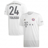 Бавария Мюнхен футболка игровая 2019/20 с нанесением игрока TOLISSO 24 гостевая Бавария Мюнхен футболка игровая 2019/20 с нанесением игрока TOLISSO 24 гостевая