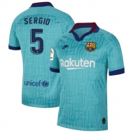 Барселона футболка игровая 2019/20 с нанесением игрока SERGIO 5 гостевая 3 форма Барселона футболка игровая 2019/20 с нанесением игрока SERGIO 5 гостевая 3 форма